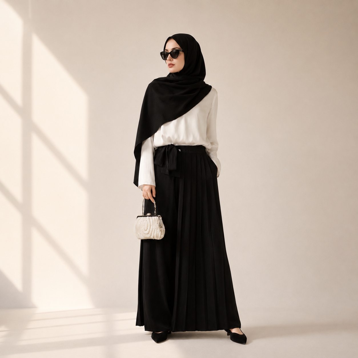 Archive Piece Pleated Overskirt, Wide-Cut Pants Set - MP012 (Size M Only)