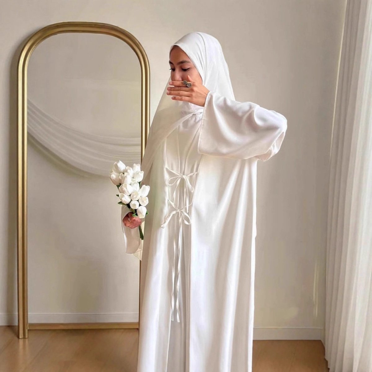 2 - Piece Satin Open Abaya Set(MOA317) - Mariam's Collection