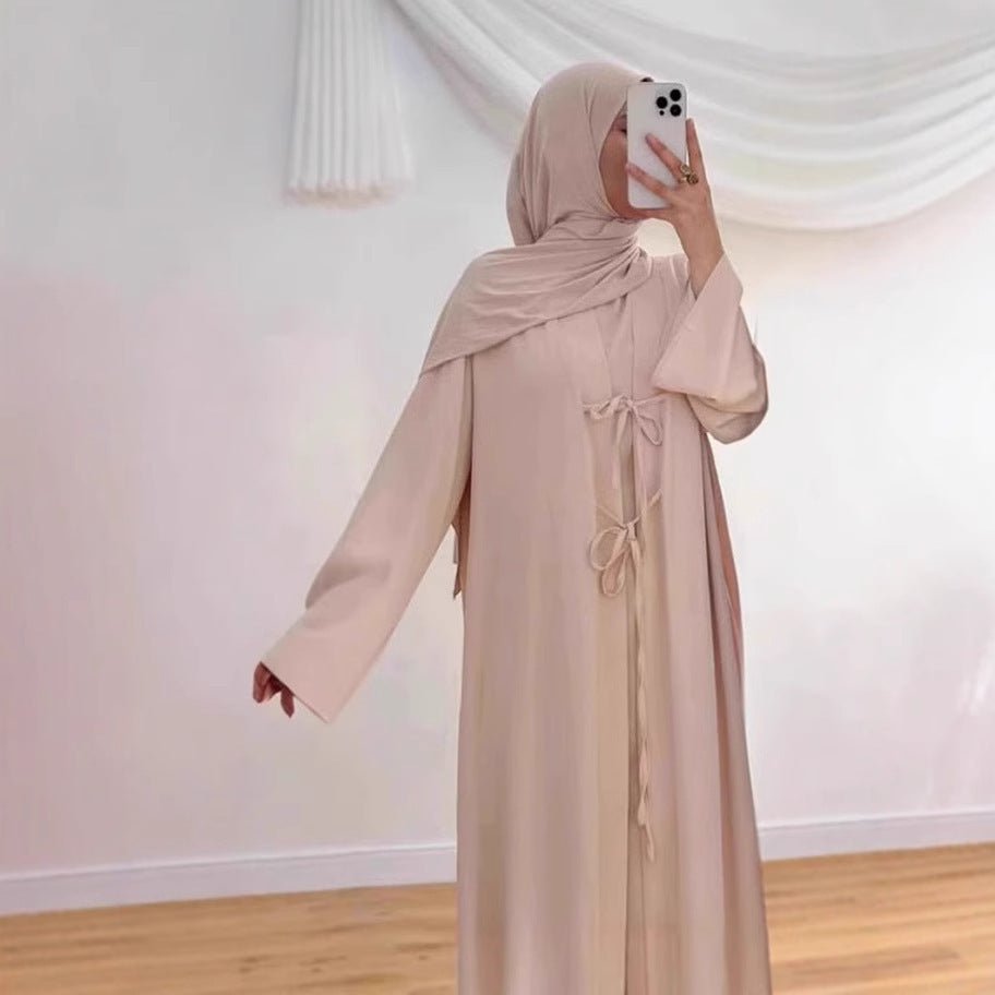 2 - Piece Satin Open Abaya Set(MOA317) - Mariam's Collection