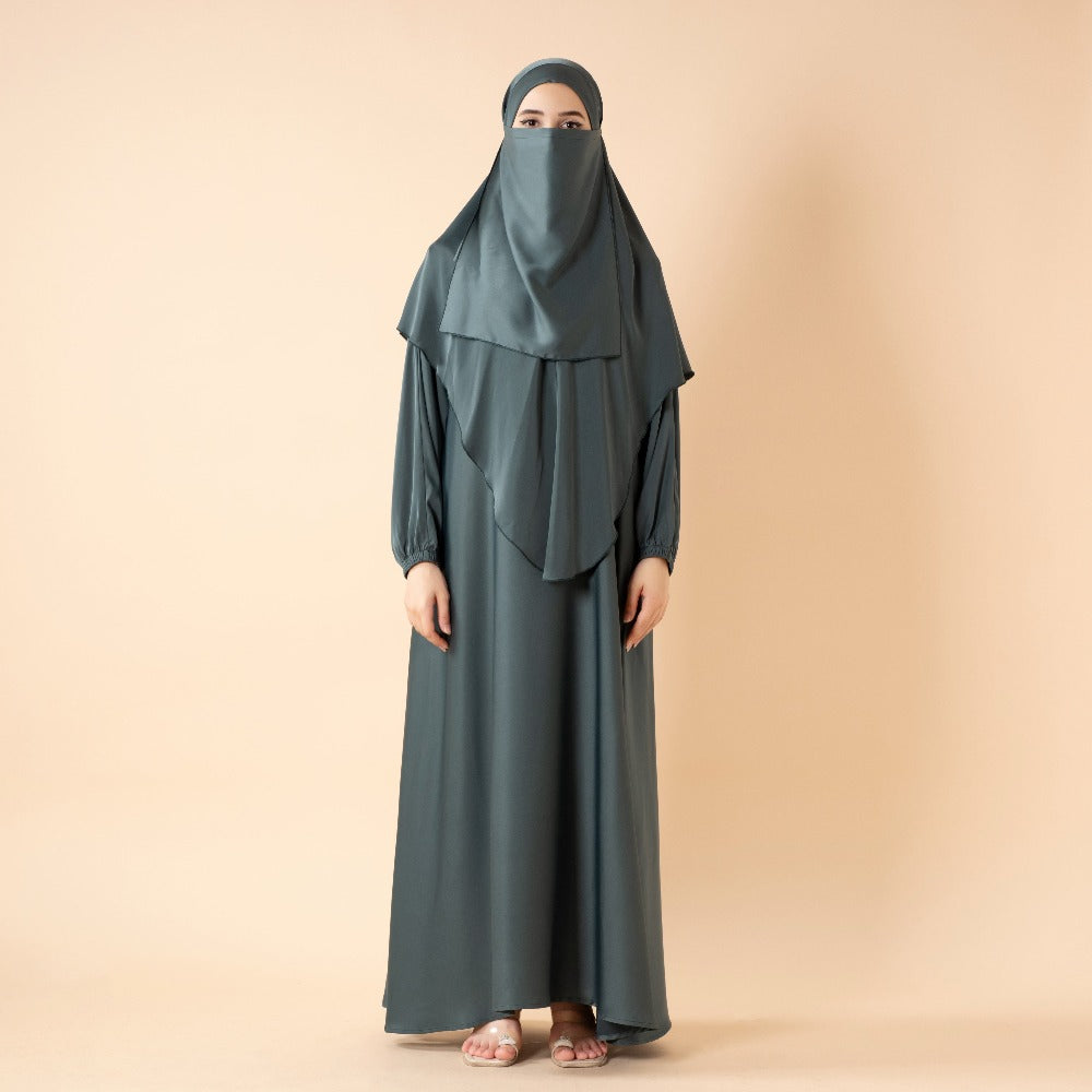 Abaya With Niqab and Khimar | Satin Niqab Khimar and Abaya(MK024)