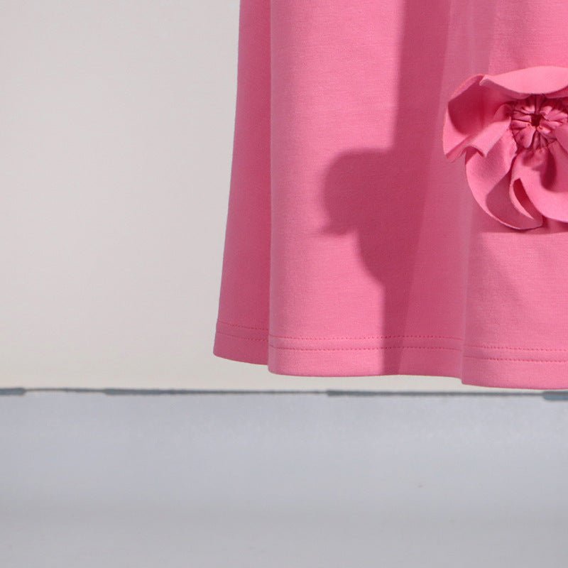 Draped maxi skirt detail of the 3D floral appliqué evening dress