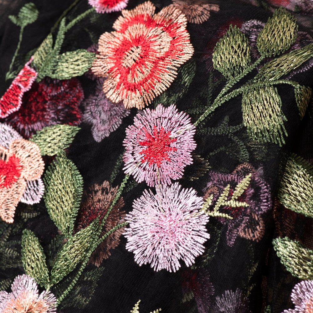3D - Style Rose Garden Embroidered Open Abaya | Pre Order (MOA275) - Mariam's Collection