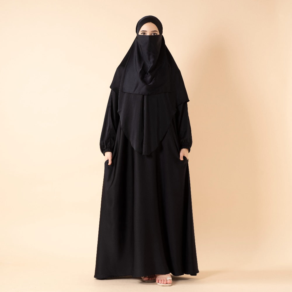 Abaya With Niqab and Khimar | Satin Niqab Khimar and Abaya(MK024)