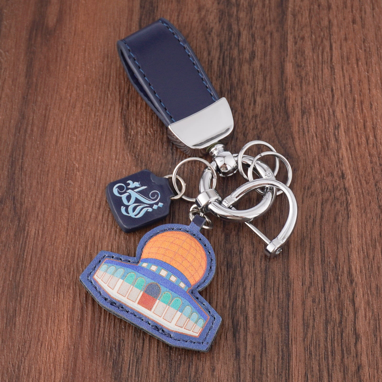 Islamic Leather Keychain with Arabic Calligraphy & Mosque Pendant Sheepskin Keychain (MAC284)