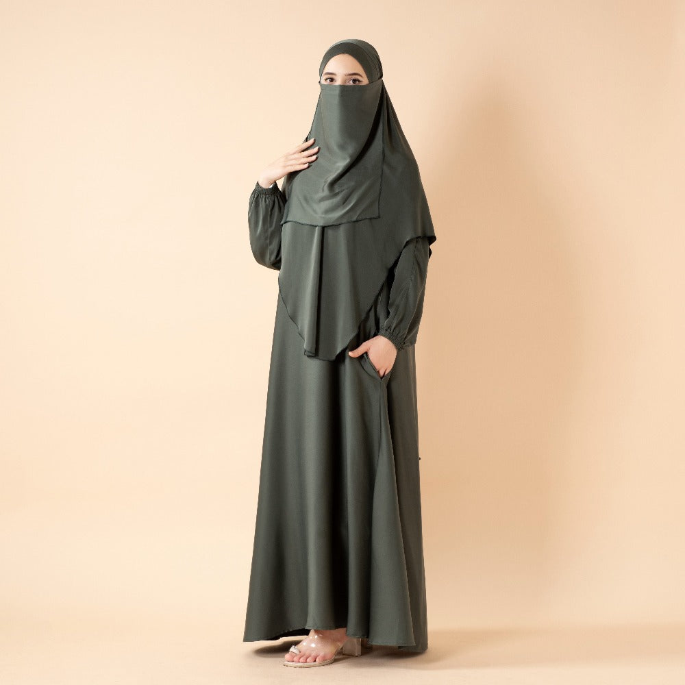 Abaya With Niqab and Khimar | Satin Niqab Khimar and Abaya(MK024)