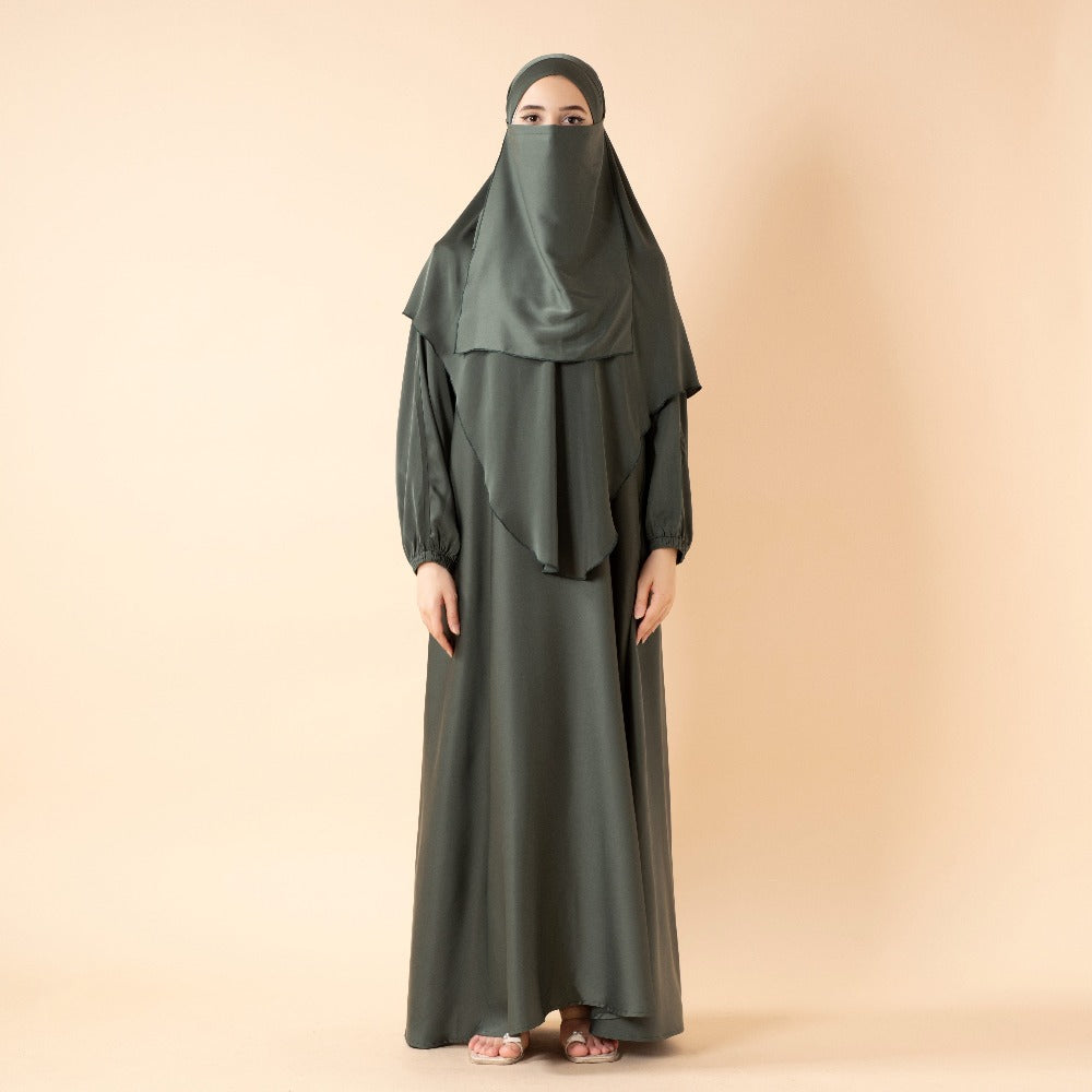 Abaya With Niqab and Khimar | Satin Niqab Khimar and Abaya(MK024)