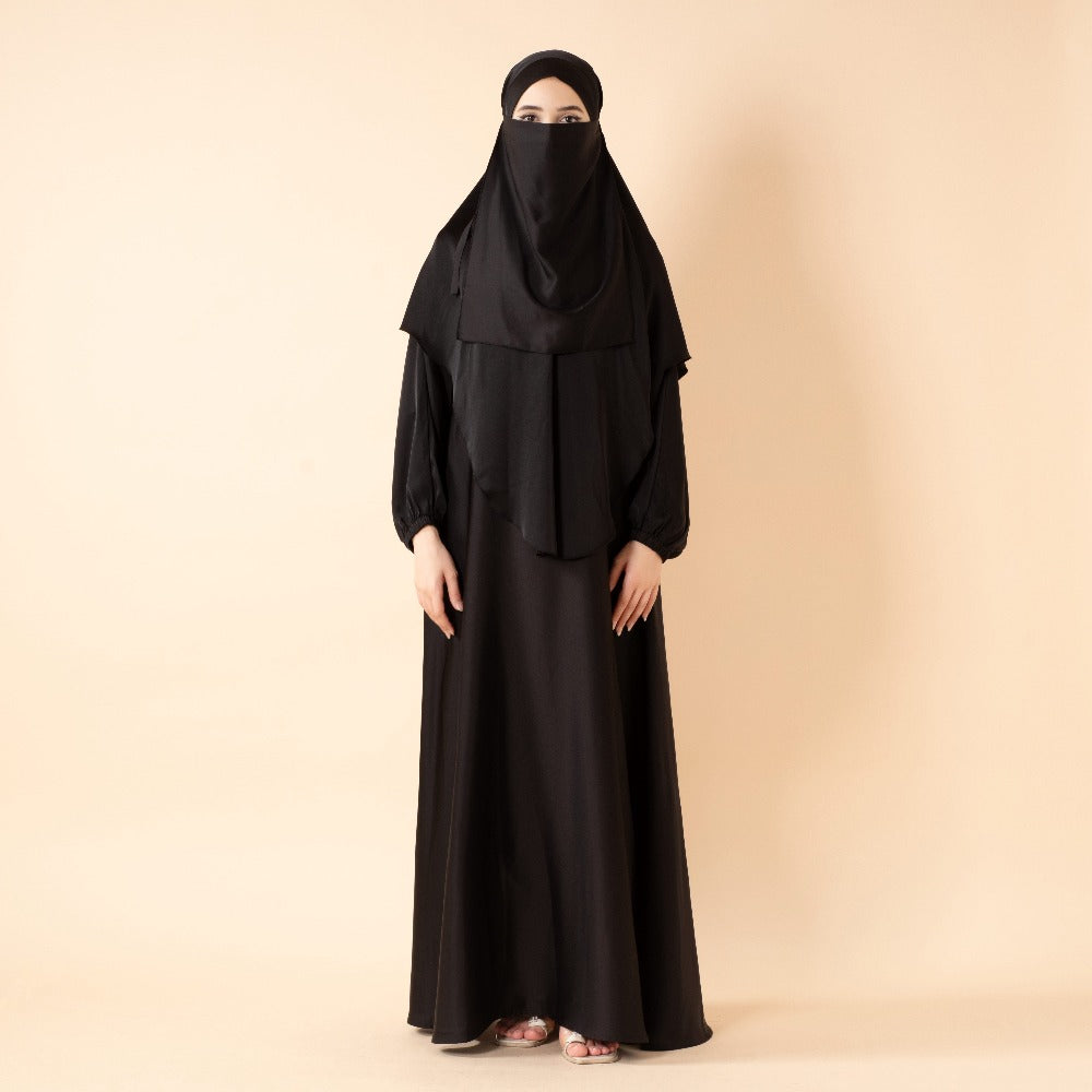 Abaya With Niqab and Khimar | Satin Niqab Khimar and Abaya(MK024)