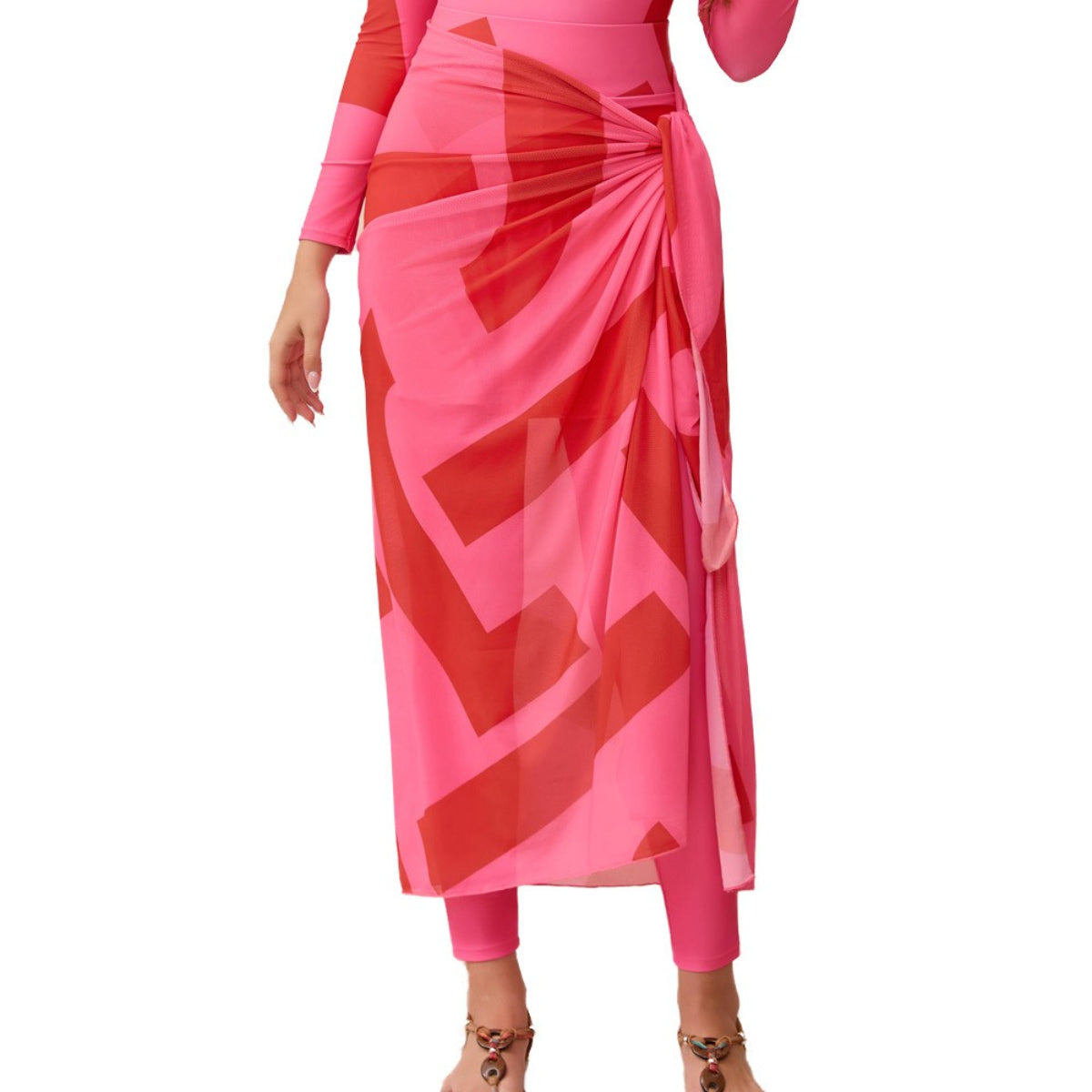Long Sleeve Peplum Swim Set(MB025) - Mariam's Collection