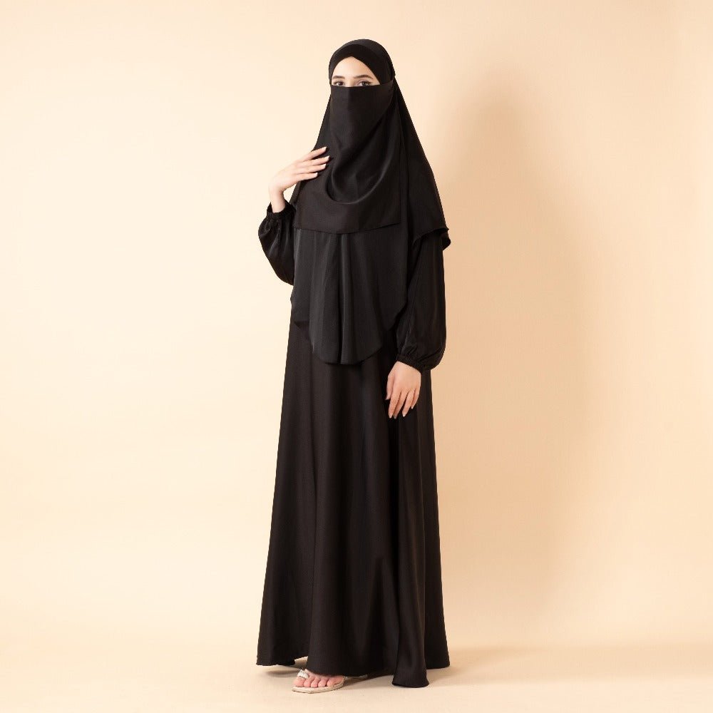 Abaya With Niqab and Khimar | Satin Niqab Khimar and Abaya(MK024) - Mariam's Collection