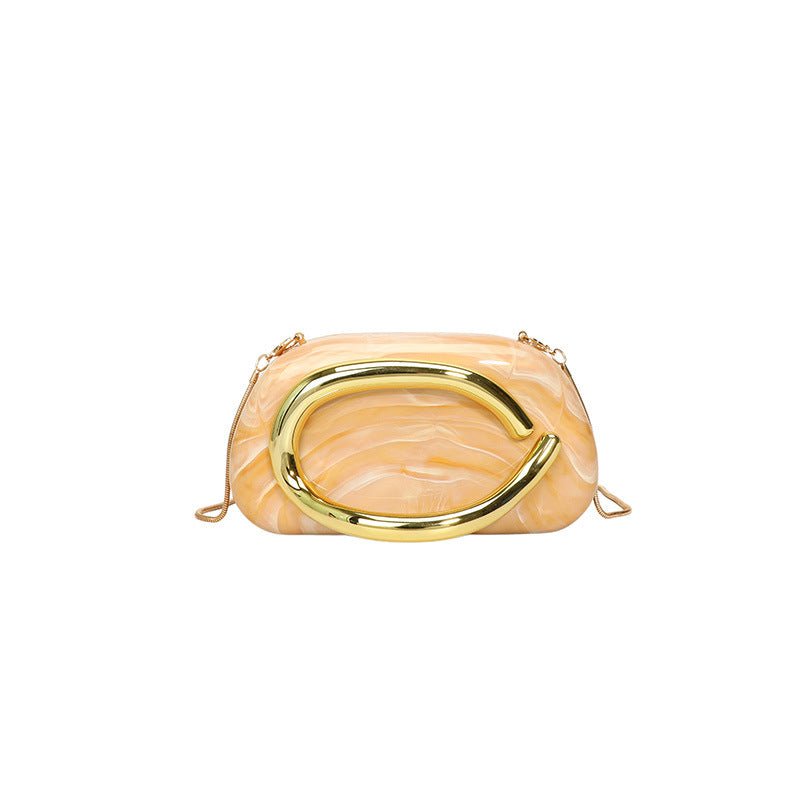 Acrylic Evening Clutch | Metallic Handle Party Bag with Chain Strap(MAC354) - Mariam's Collection
