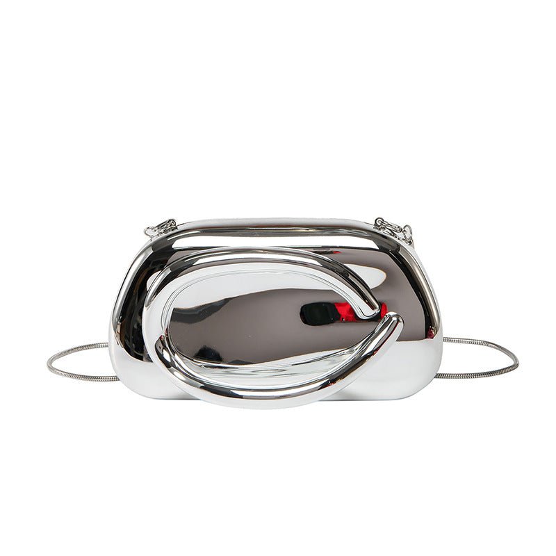 Acrylic Evening Clutch | Metallic Handle Party Bag with Chain Strap(MAC354) - Mariam's Collection