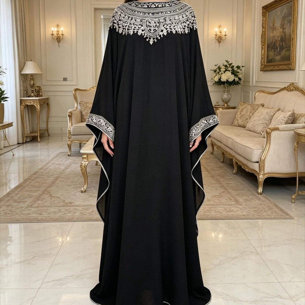 Black Batwing Abaya Gown(MA439) - Mariam's Collection