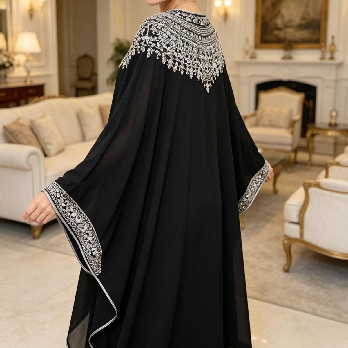Black Batwing Abaya Gown(MA439) - Mariam's Collection
