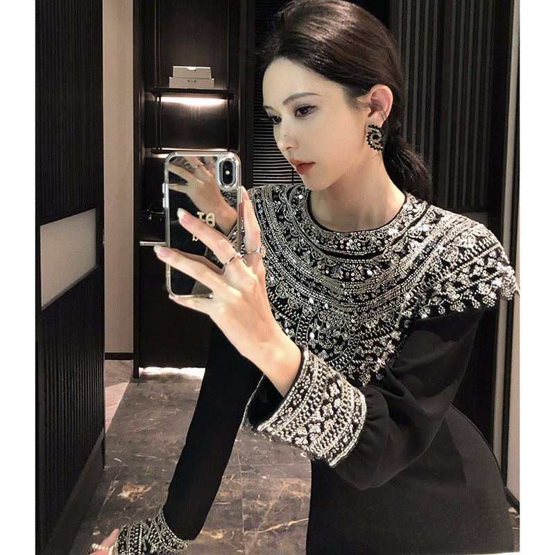 Black Fitted Column Gown(MS423) - Mariam's Collection