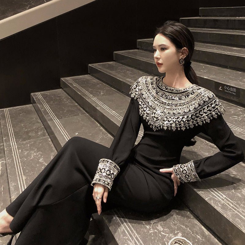 Black Fitted Column Gown(MS423) - Mariam's Collection