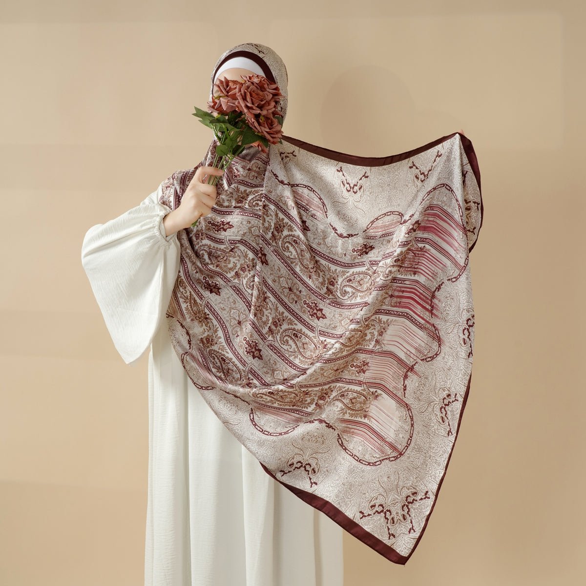 Bohemian Paisley Print Soft Scarf – Lightweight Long Shawl & Modest Hijab (MH106) - Mariam's Collection