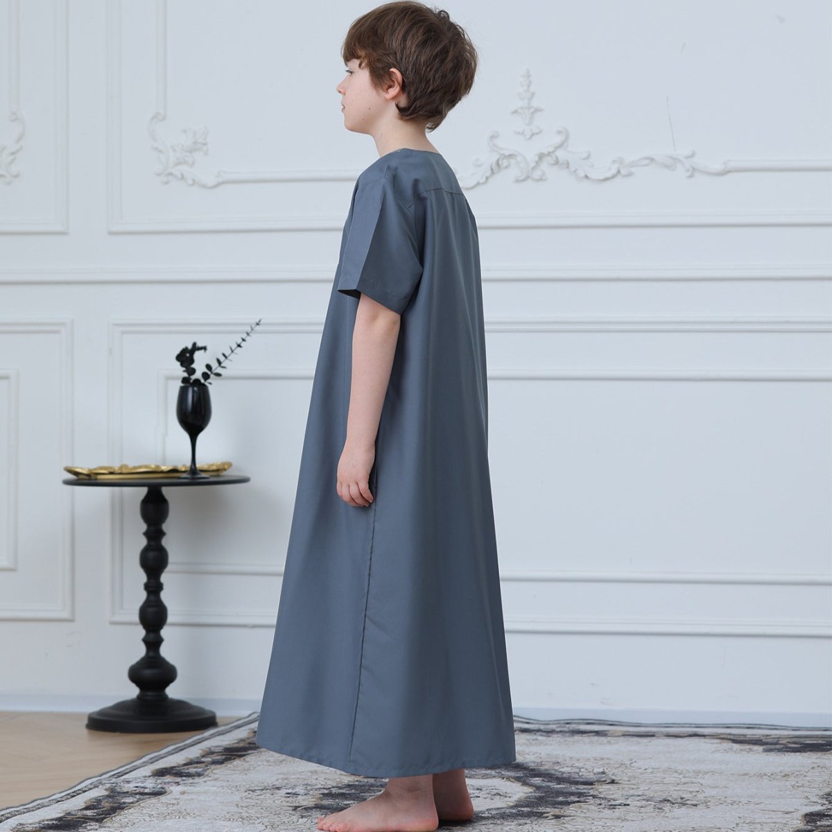 Boys' Embroidered Thobe with Pockets – Kids' Thobe