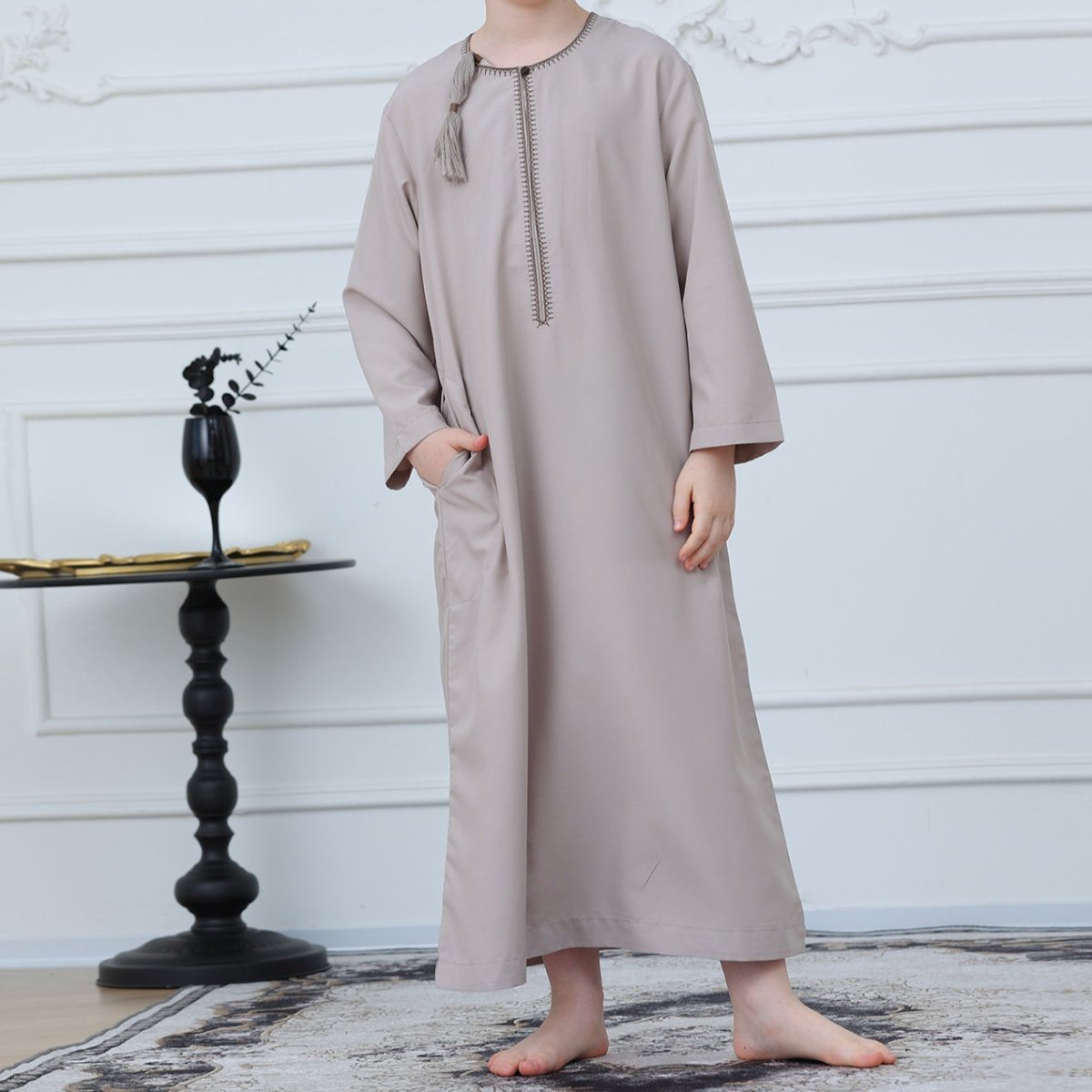 Boys Embroidered Thobe with Tassel Detail(MKB016) - Mariam's Collection
