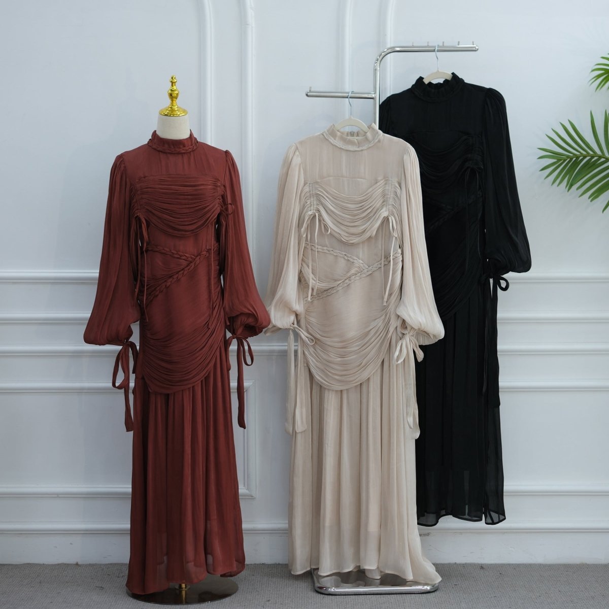 Back view of the maxi dress with clean concealed zip silhouette