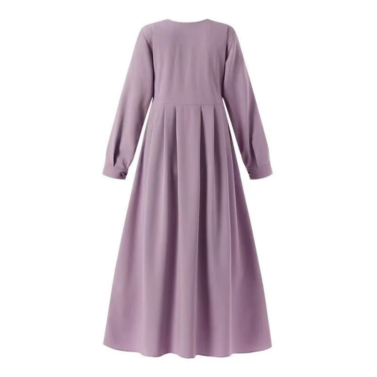 Button - Down Pleated Robe Maxi Dress | Loose Fit Modest Abaya (MA181) - Mariam's Collection