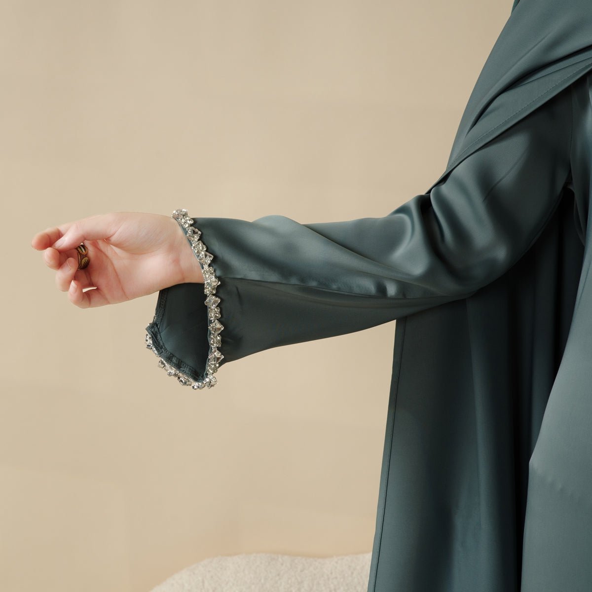 Cape Abaya, Haute Couture Heavy Rhinestone Abaya (MOA067) - Mariam's Collection