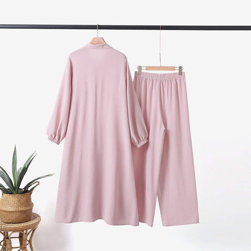 Casual Retro Shirt with Loose Long Pants 2 - Piece Set (MOA020) - Mariam's Collection