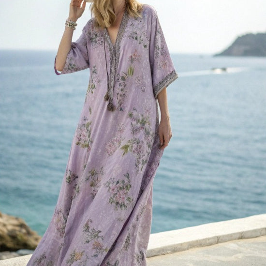 Printed Kaftan Maxi Dress(MS419)