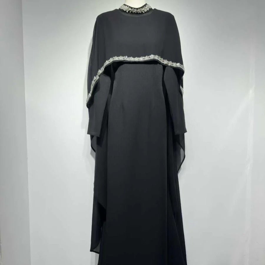 Celestial Rhinestone Cape Abaya | Luxury 2 - Piece Set(MA344) - Mariam's Collection