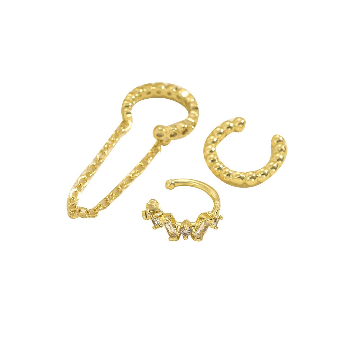 Chain Tassel Crystal Ear Cuff Set (MAC413) - Mariam's Collection