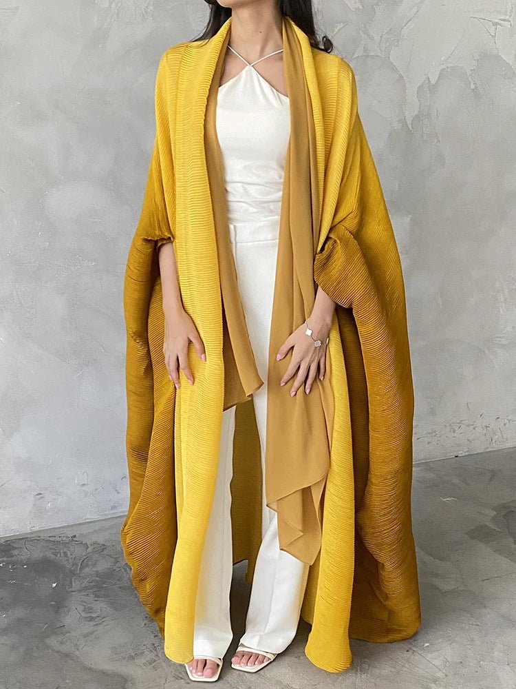 Chic Pleated Ombre Batwing Open Abaya (MOA120） - Mariam's Collection