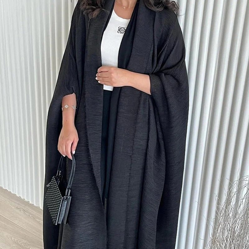 Chic Pleated Ombre Batwing Open Abaya (MOA120） - Mariam's Collection