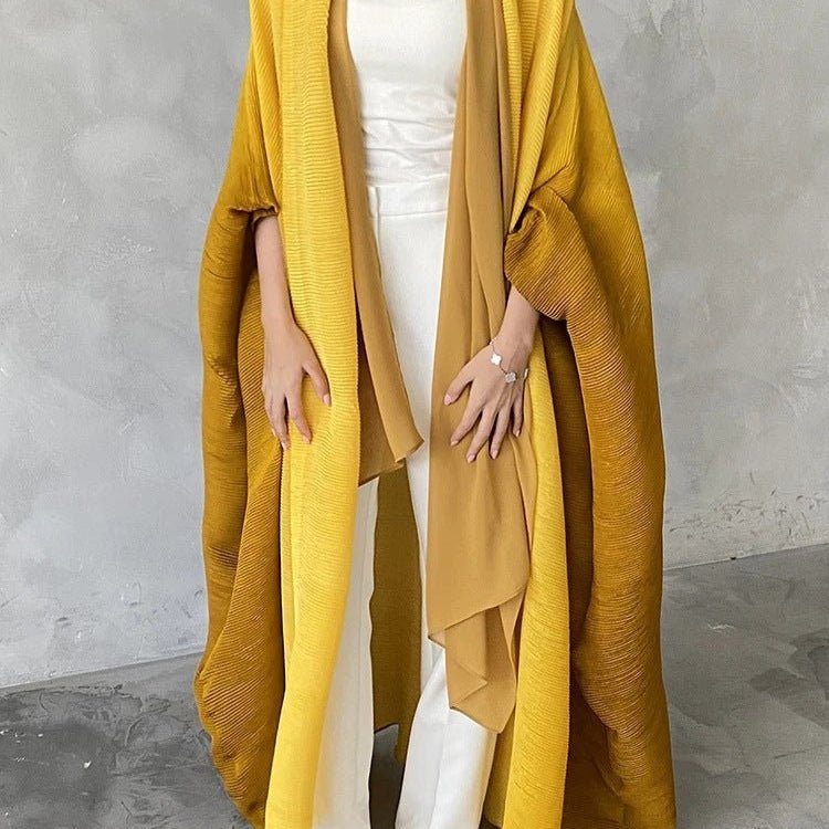 Chic Pleated Ombre Batwing Open Abaya (MOA120） - Mariam's Collection