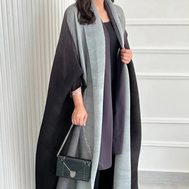 Chic Pleated Ombre Batwing Open Abaya (MOA120） - Mariam's Collection