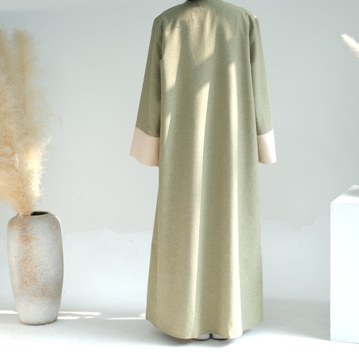 Color Blocking Sleeves Maxi Open Abaya (MOA038) - Mariam's Collection