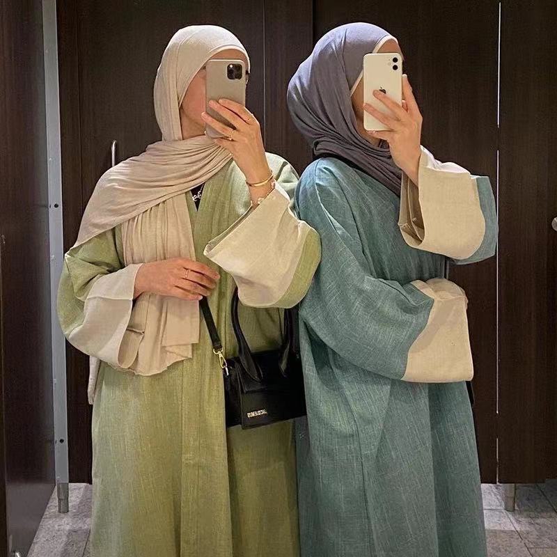 Color Blocking Sleeves Maxi Open Abaya (MOA038) - Mariam's Collection