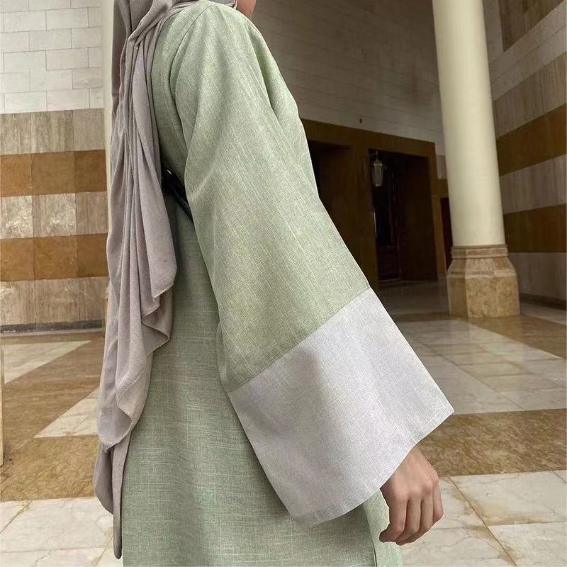 Color Blocking Sleeves Maxi Open Abaya (MOA038) - Mariam's Collection