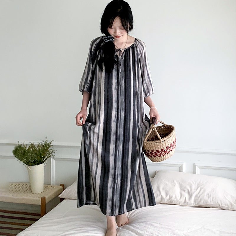 Cotton Silk Nightdress Set Fairy Sleeve Loungewear for Women.(MS086) - Mariam's Collection