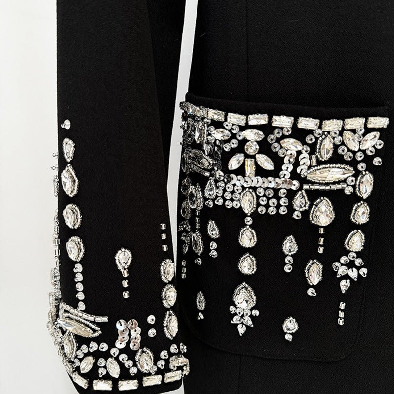 Crystal Embellished Blazer Evening Gown(MS300) - Mariam's Collection
