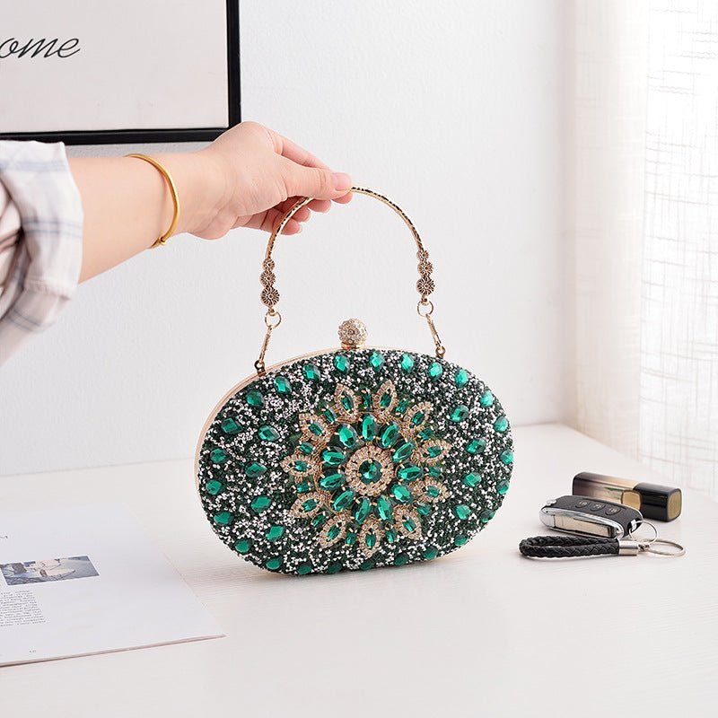 Crystal Sunflower Evening Clutch | Rhinestone Party Bag with Chain Handle(MAC356) - Mariam's Collection