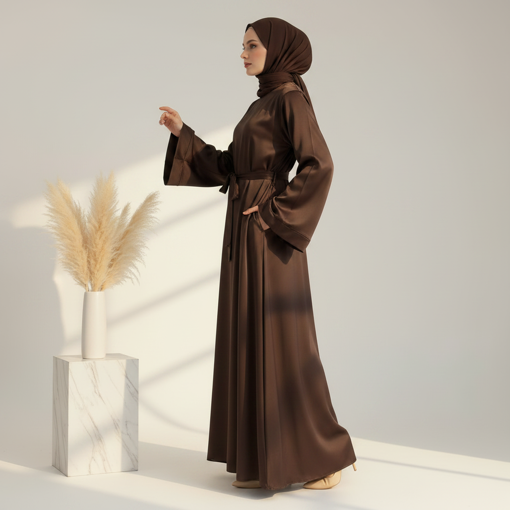 Archive Piece Satin Maxi Abaya with Belt - MP0 (Size S Only)
