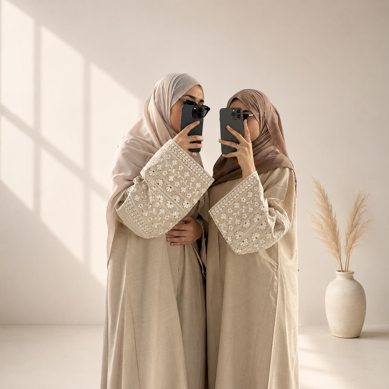 Archive Piece Cotton Abaya With Embroidery Design & Wide Sleeve - MP006 (Size M Only)