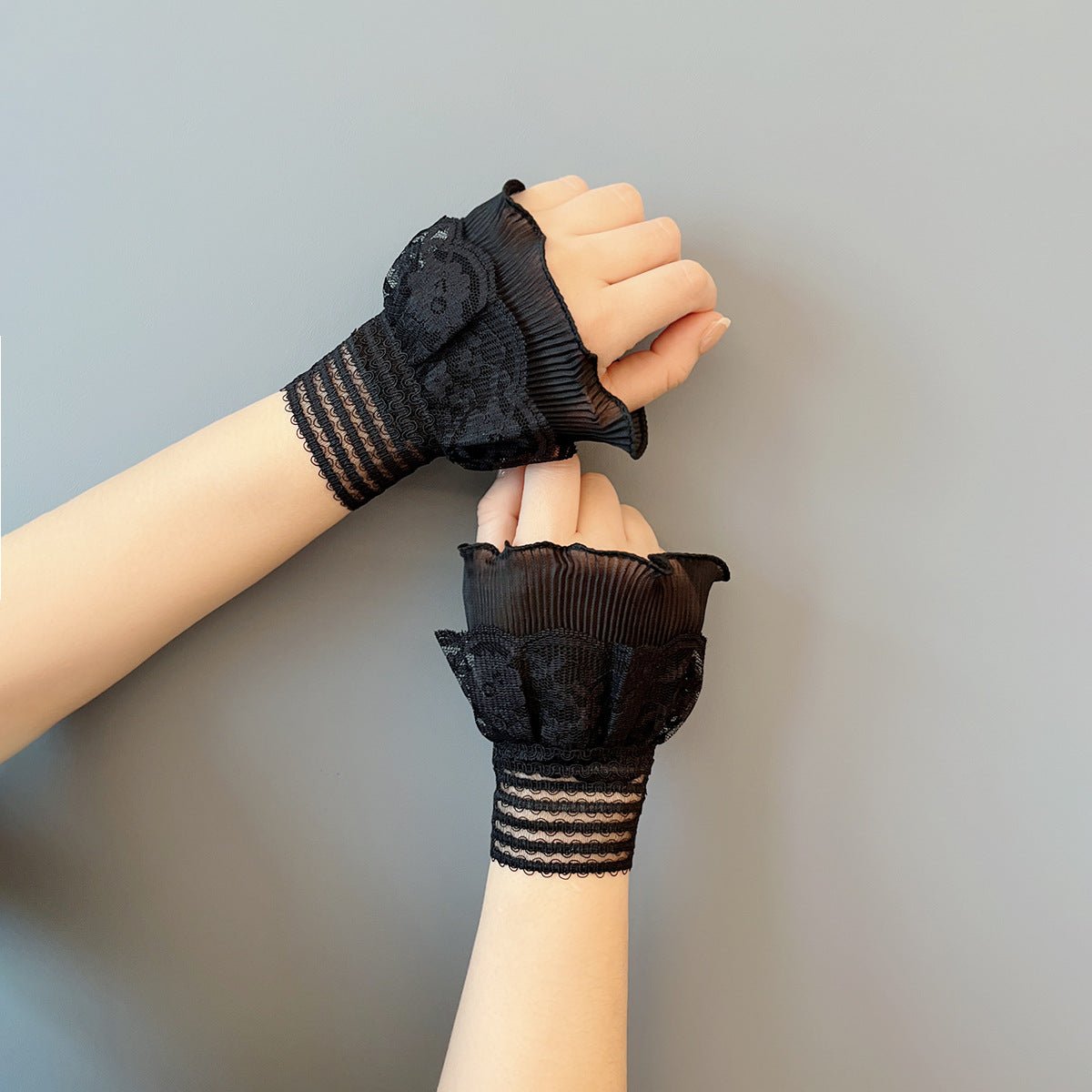 Double Layer Lace Ruffle Cuff Sleeves — Detachable Lace Wrist Cuffs