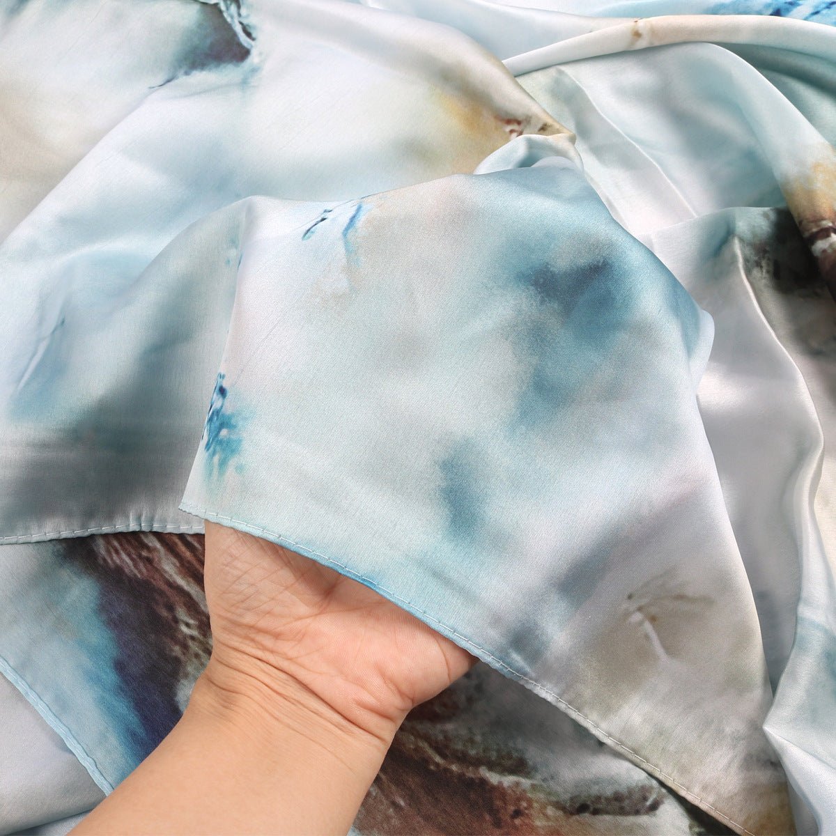 Elegance Satin Marble Print Hijab (MH172) - Mariam's Collection