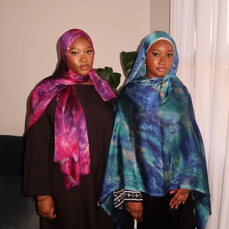 Elegance Satin Marble Print Hijab (MH172) - Mariam's Collection
