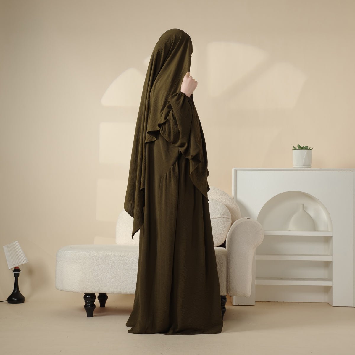 Elegant 2 - Piece Crepe Abaya & Khimar Set (MK008) - Mariam's Collection
