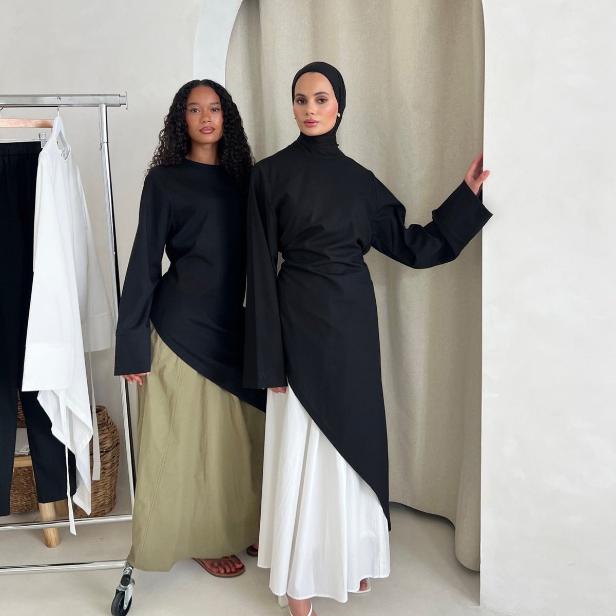 Elegant Asymmetric Top & Maxi Skirt Set | Cotton Linen Two - Piece Outfit (MS184) - Mariam's Collection