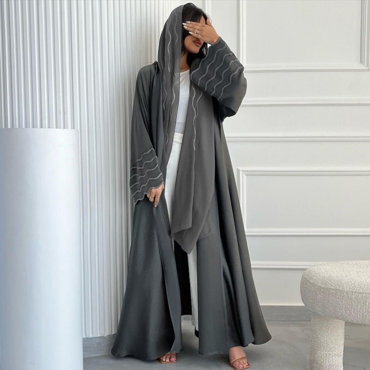 Embroidered Abaya with Matching Headscarves