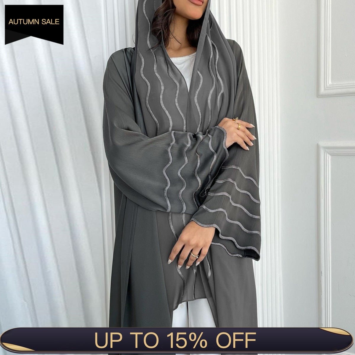 Embroidered Abaya with Matching Headscarves 
