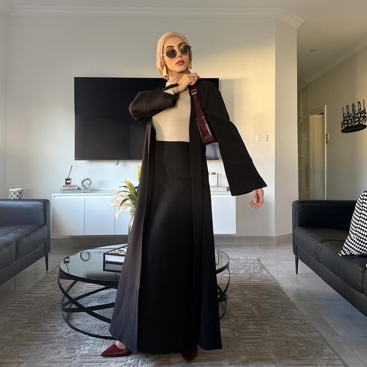 Elegant Long Cardigan & Maxi Skirt Set(MS175) - Mariam's Collection