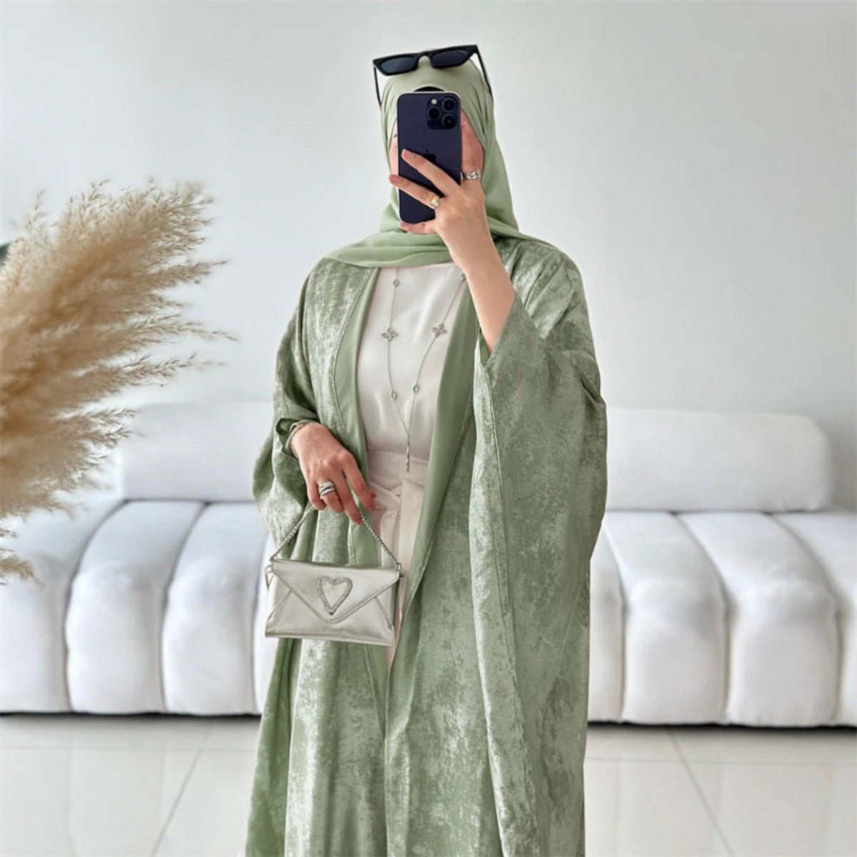 Elegant Modest Luxury Velvet Abaya Robe |  Luxury Velvet Dress (MOA163)